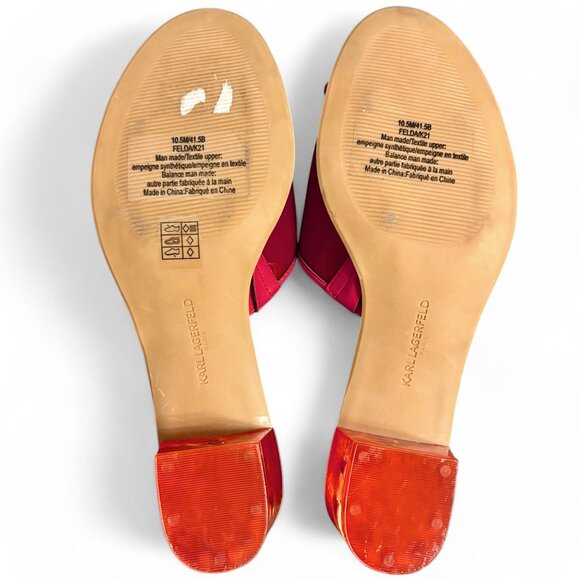 Karl Lagerfeld 'Faina' Transparent Red Slip-On Block Heel Sandal - Picture 6 of 6